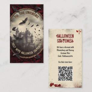 Carte D'accompagnement QR Code Halloween Costume Website Dracula Castle
