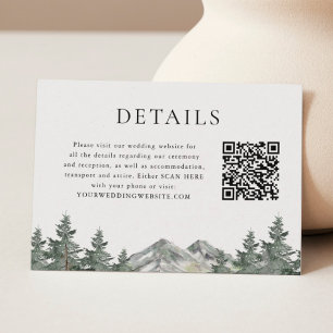 Carte D'accompagnement QR Code Mountain Pine Tree Détails sur le Mariage