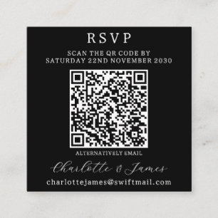 Carte D'accompagnement QR Code noir et blanc photo RSVP