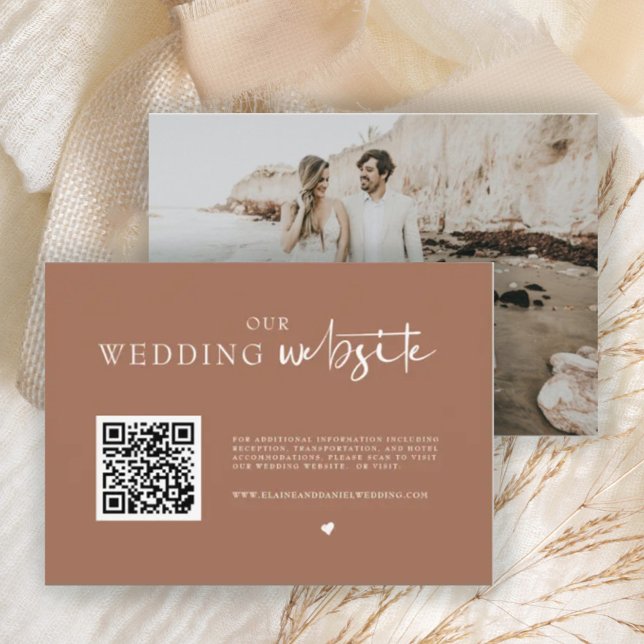 Carte D'accompagnement QR Code Photo Rustique Détails du Mariage Boîtier (Créateur téléchargé)