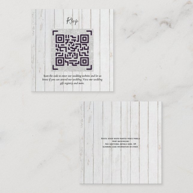 Carte D'accompagnement QR CODE RSVP Détails du Mariage Cadeaux de logemen (Devant / Derrière)