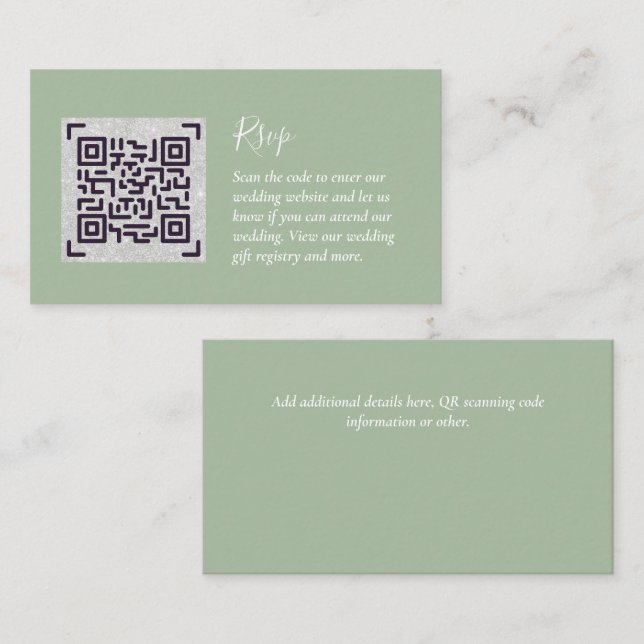 Carte D'accompagnement QR CODE RSVP Détails du Mariage Cadeaux de logemen (Devant / Derrière)