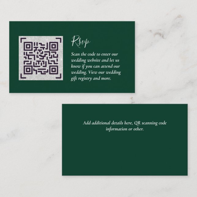 Carte D'accompagnement QR CODE RSVP Détails du Mariage Cadeaux de logemen (Devant / Derrière)