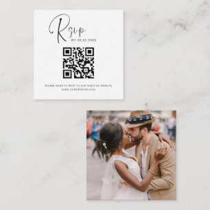 Carte D'accompagnement QR Code RSVP Mariage photo Site Web élégant