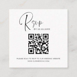 Carte D'accompagnement QR Code RSVP Site Mariage Élégant