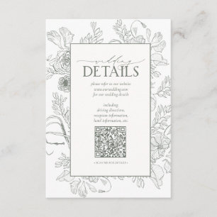 Carte D'accompagnement QR Code Sage Green Floral Détails du Mariage