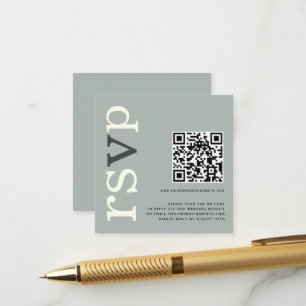 Carte D'accompagnement QR Code Sage Ivory Mariage en ligne RSVP