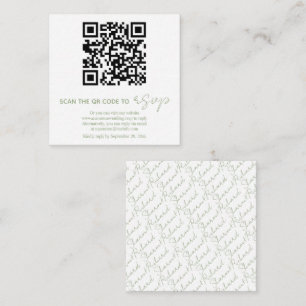 Carte D'accompagnement QR code sauge vert, calligraphie blanche photo RSV