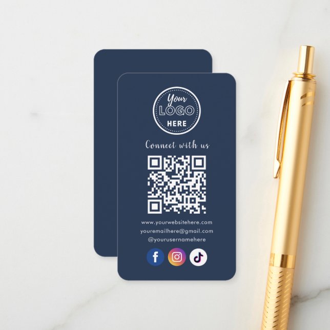 Carte D'accompagnement QR Code Se Connecter Aux Médias Sociaux Américains (Devant/Arrière en situation)