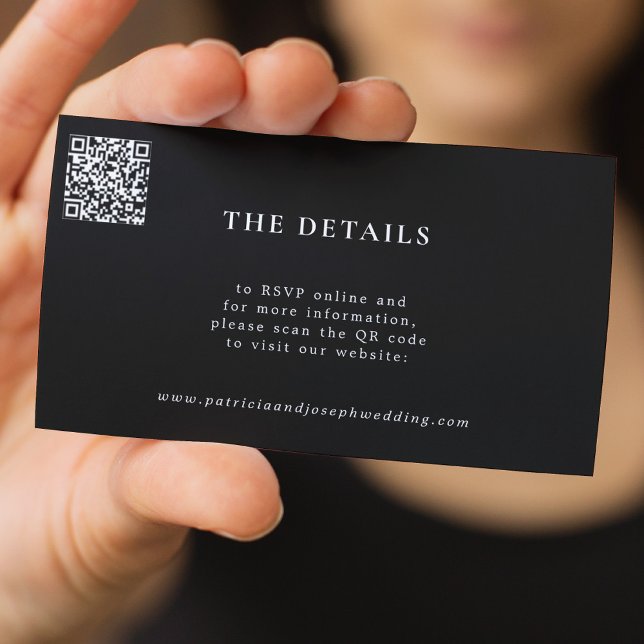 Carte D'accompagnement QR CODE simple mariage moderne détails du site web (Créateur téléchargé)