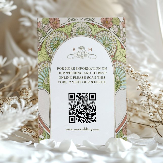 Carte D'accompagnement QR Code Site Mariage Info Art Nouveau (Créateur téléchargé)