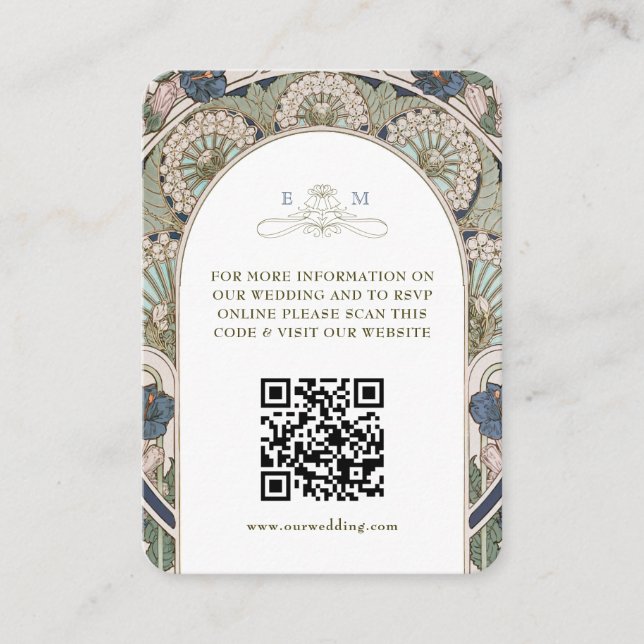 Carte D'accompagnement QR Code Site Mariage Info Art Nouveau (Devant)