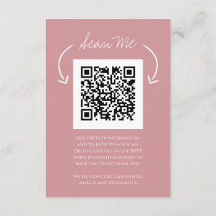 Carte D'accompagnement QR code : site web monogram pink scan reply