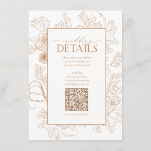 Carte D'accompagnement QR Code Terracotta Floral Détails du Mariage