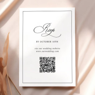 Carte D'accompagnement QR Code Website Classic Noir & Blanc Mariage RSVP