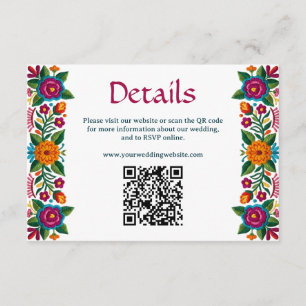 Carte D'accompagnement QR de site Web de mariage floral Fiesta mexicain c