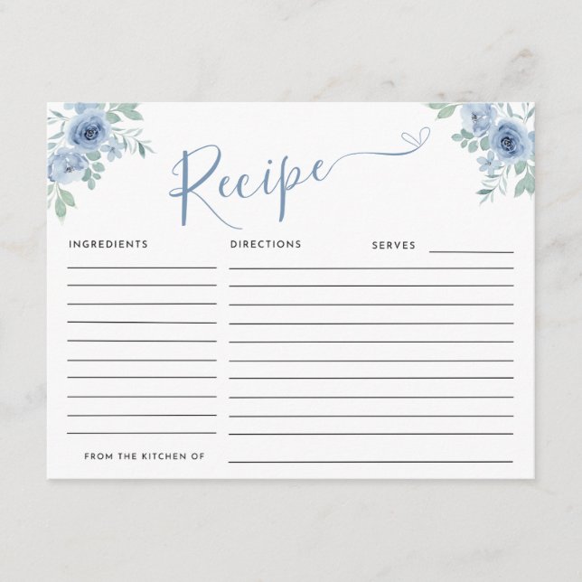 Carte D'accompagnement QUELQUE CHOSE DE BLEU AVANT DE FAIRE Recette Deman (Devant)