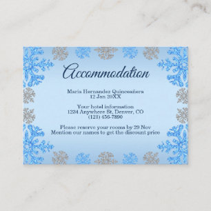 Carte D'accompagnement Quinceañera Ice Blue Silver Winter Snowflake