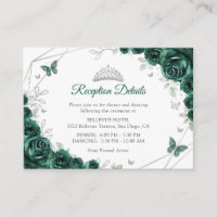 Quinceanera Vert Émeraude Détails Floraux Argentés