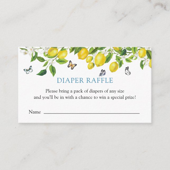 Carte D'accompagnement Raffin de Baby shower citron (Devant)