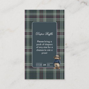 Carte D'accompagnement Raffin de Baby shower de couche de Tartan rustique