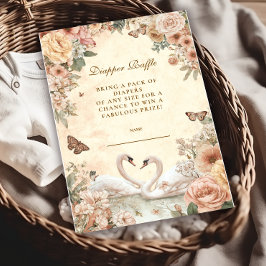 Carte D'accompagnement Raffin de diappeur de cygne floral romantique