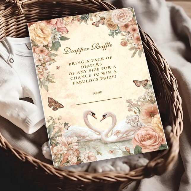 Carte D'accompagnement Raffin de diappeur de cygne floral romantique (Créateur téléchargé)