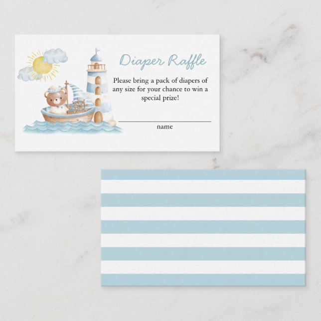 Carte D'accompagnement Raffin de la couche d'aquarelle de l'ours nautique (Devant / Derrière)