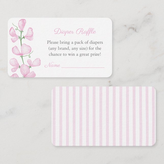 Carte D'accompagnement Raffle de Baby shower à couche classique rose flor (Devant / Derrière)