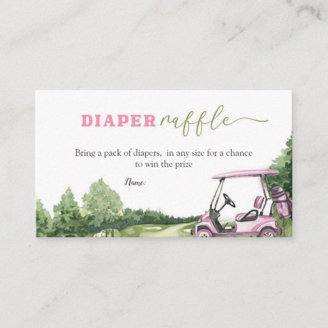 Carte D'accompagnement Raffle de Baby shower de couche de golf rose (Devant)