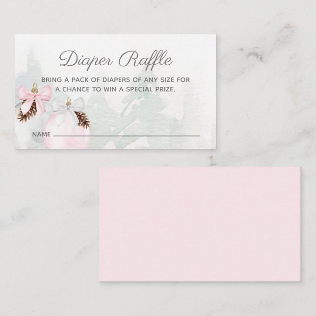 Carte D'accompagnement Raffle de Baby shower de la fille d'hiver (Devant / Derrière)