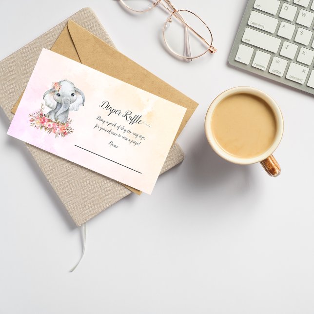 Carte D'accompagnement Raffle de couche bébé éléphant (Créateur téléchargé)