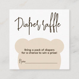 Carte D'accompagnement Raffle de couches Baby Shower ours simple minimali