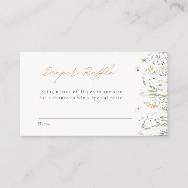 Carte D'accompagnement Raffle de couches fleurs sauvages (Devant)