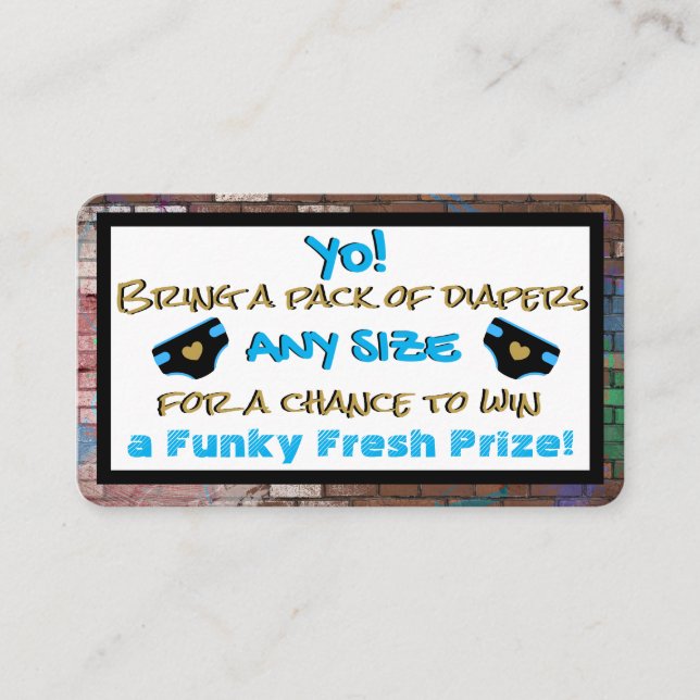Carte D'accompagnement Raffle de couches Hip hop bleu et noir urbain (Devant)