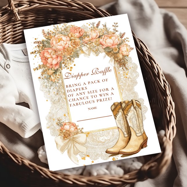 Carte D'accompagnement Raffle de Diapper Boots Rustic Country Peony (Créateur téléchargé)