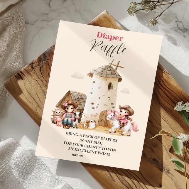 Carte D'accompagnement Raffle de diapper de Baby shower de rodéo rustique (Créateur téléchargé)
