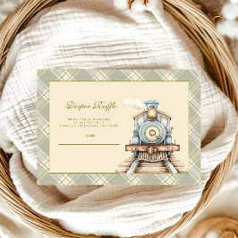 Carte D'accompagnement Raffle de diappeur de train à aquarelle verte