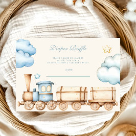 Carte D'accompagnement Raffle Diapper Baby shower du train aquarelle