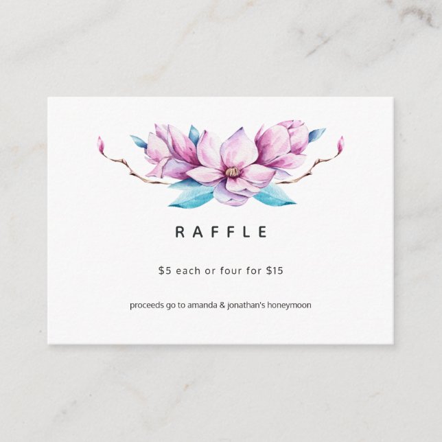 Carte D'accompagnement Raffle Mariage floral Magnolia (Devant)