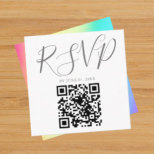 Carte D'accompagnement Rainbow Fade Simple Chic QR Code Mariage RSVP