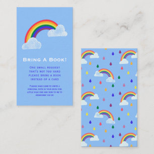 Carte D'accompagnement Rainbow Raindrops Baby shower Book Request Enclosu