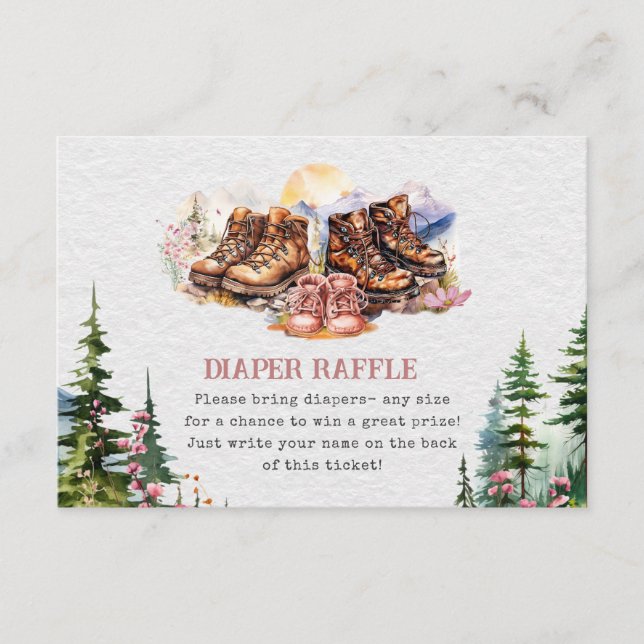 Carte D'accompagnement Randonnées Boots rose fille Baby shower Déchets Ra (Devant)