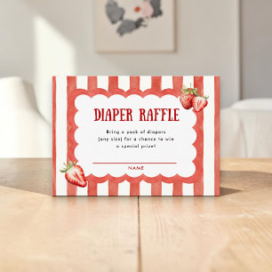 Carte D'accompagnement Rayures de fraise sucrée Baby Shower Tirage au sor
