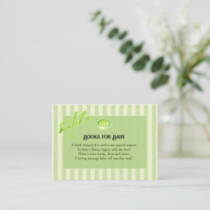 Carte D'accompagnement Rayures Vertes Matcha Livres pour Bébé
