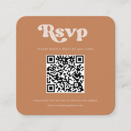 Carte D'accompagnement Réaction RSVP de code QR de sucre brun rétro éléga