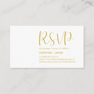 Carte D'accompagnement Réaction RSVP minimale moderne, script Gold