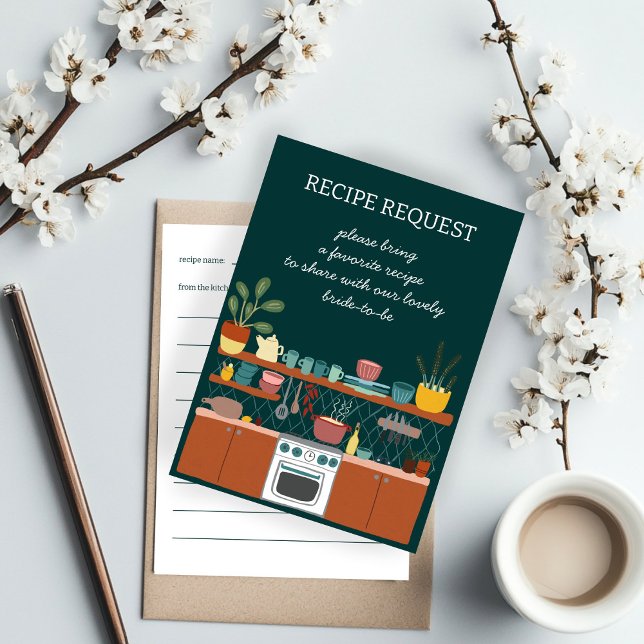 Carte D'accompagnement RECEPE DEMANDER Fête des mariées Cute PERSONNALISÉ (RECIPE REQUEST Bridal Shower Cute CUSTOM Enclosure Card
)