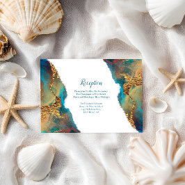 Carte D'accompagnement Réception Abstraite Mystique Coral Gold