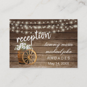 Carte D'accompagnement Réception - Baril de bois rustique avec fleurs bla